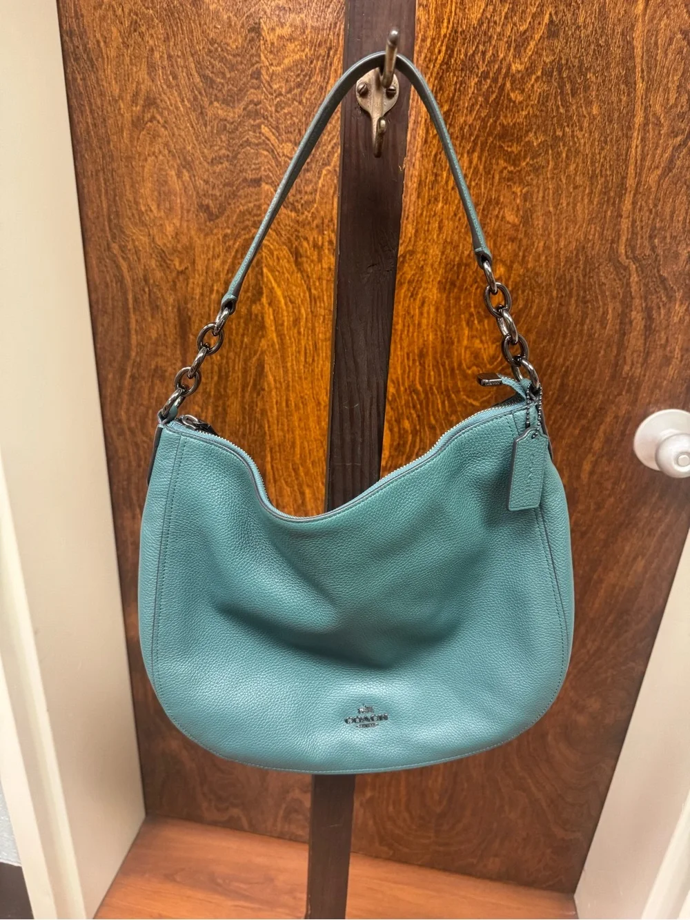 Coach Pebbled Leather Hobo Bag in Teal Green - Beautiful